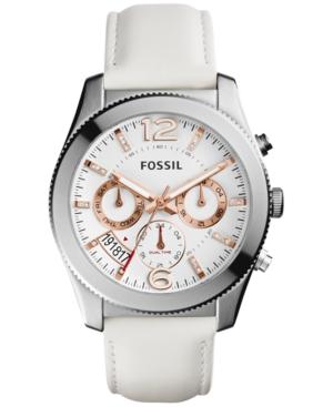 Fossil Women's Chronograph Perfect Boyfriend White Leather Strap Watch 39mm Es4250