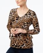 Inc International Concepts Animal-print Surplice Top, Created For Macy's