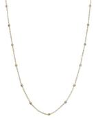 "14k Tri-tone Beaded Station Chain 16"" Necklace"