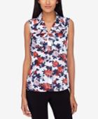 Tahari Asl Floral-print Button-front Blouse