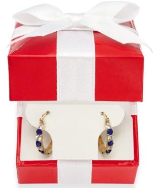 Victoria Townsend Midnight Sapphire (1-1/5 Ct. Tw.) And White Topaz (1-1/10 Ct. T.w.) Hoop Earrings In 18k Gold Over Sterling Silver, 23mm
