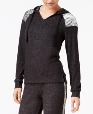 Hippie Rose Juniors' Velvet-trim Hoodie