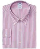 Brooks Brothers Men's Regent Classic/regular Fit Non-iron Red Stripe Supima Cotton Dress Shirt