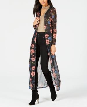Project 28 Nyc Printed Sheer Open-front Duster Cardigan