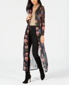 Project 28 Nyc Printed Sheer Open-front Duster Cardigan