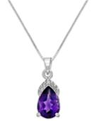 Amethyst (1-3/4 Ct. T.w.) And Diamond Accent Pendant Necklace In 14k White Gold