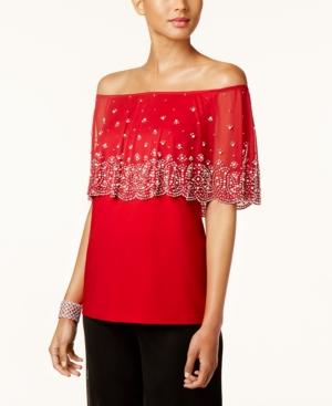 Msk Beaded Off-the-shoulder Top