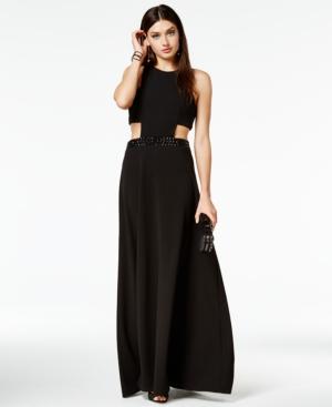 B Darlin Juniors' Studded Cutout Gown