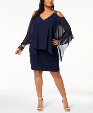 Betsy & Adam Plus Size Cold-shoulder Popover Dress