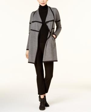 Eileen Fisher Wool Contrast-trim Draped Cardigan, Created For Macy's, Regular & Petite