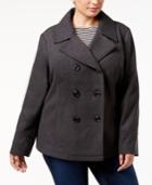 Celebrity Pink Trendy Plus Size Double-breasted Peacoat
