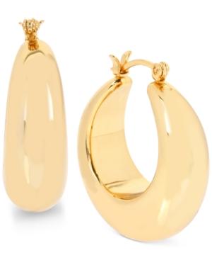 Hint Of Gold Wide Hoop Earrings In 14k Gold-plated Metal