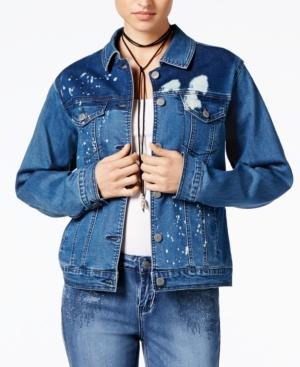 Rampage Juniors' Splatter-printed Denim Jacket