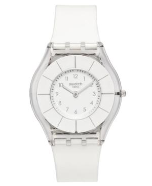 Swatch Watch, Unisex Swiss White Classiness White Silicone Strap 34mm Sfk360