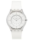 Swatch Watch, Unisex Swiss White Classiness White Silicone Strap 34mm Sfk360
