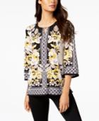 Jm Collection Mixed-print Hardware-keyhole Top, Created For Macy's