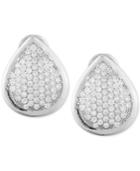Anne Klein Silver-tone Crystal Cluster Teardrop Clip-on Earrings