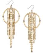 Lucky Brand Gold-tone Crystal Circle & Chain Fringe Drop Earrings, Created For Macy's