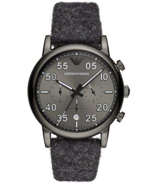 Emporio Armani Men's Chronograph Gray Fabric Felt Strap Watch 43mm