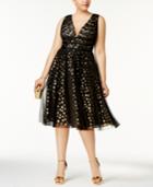Adrianna Papell Plus Size Metallic-print Fit & Flare Dress