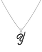 "sterling Silver Necklace, Black Diamond ""y"" Initial Pendant (1/4 Ct. T.w.)"