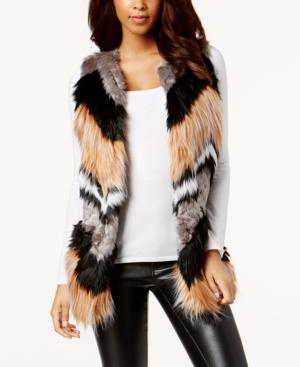 Bar Iii Chevron Patchwork Faux-fur Vest