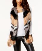 Bar Iii Chevron Patchwork Faux-fur Vest