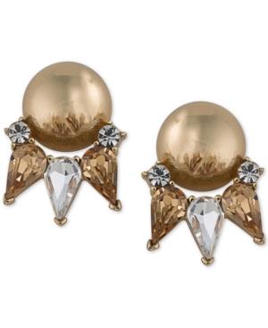 Trina Turk Gold-tone Sphere And Crystal Stud Earrings