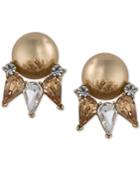 Trina Turk Gold-tone Sphere And Crystal Stud Earrings