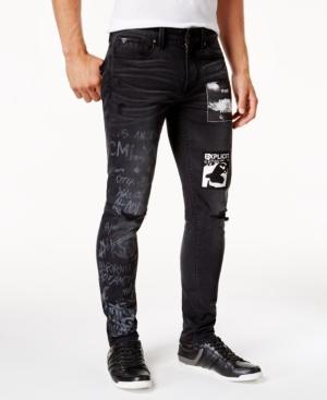Guess Men's Slim-fit Black Graffiti Jeans