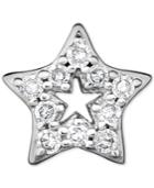 Diamond Accent Star Single Stud Earring In 14k White Gold
