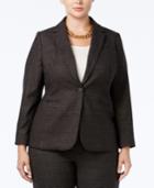 Calvin Klein Plus Size Plaid One-button Blazer