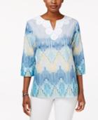 Alfred Dunner Blue Lagoon Cotton Printed Tunic