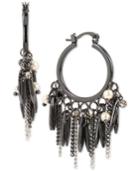 Inc International Concepts Two-tone Shaky Stone And Chain Hoop Earrings, Only At Macy's