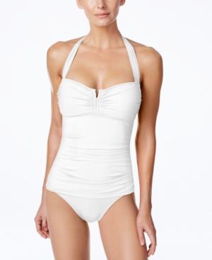 Tommy Bahama Ruched Halter-top Tummy Control One-piece Swimsuit Women's Swimsuit