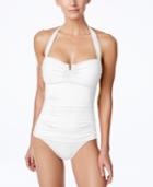 Tommy Bahama Ruched Halter-top Tummy Control One-piece Swimsuit Women's Swimsuit