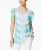Style & Co Tie-dyed Studded Top, Only At Macy's