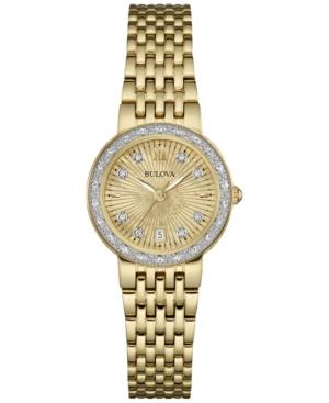 Bulova Women's Maiden Lane Diamond Accent Gold-tone Stainless Steel Bracelet Watch 26mm 98r212