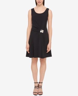 Dkny Draped Fit & Flare Dress