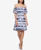 Jessica Simpson Printed Off-the-shoulder A-line Dress