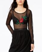 Glam By Glamorous Floral-embroidered Mesh Top