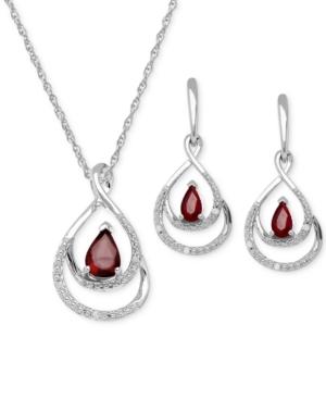 Ruby ( 1-1/8ct. T.w.) And Diamond Accent Pendant And Earring Set In Sterling Silver