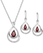 Ruby ( 1-1/8ct. T.w.) And Diamond Accent Pendant And Earring Set In Sterling Silver