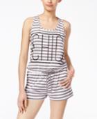 Material Girl Active Juniors' Striped Racerback Romper, Only At Macy's