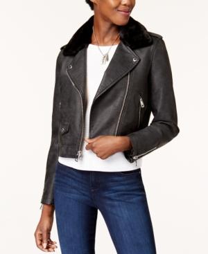 Levi's Cropped Faux-fur-collar Moto Jacket