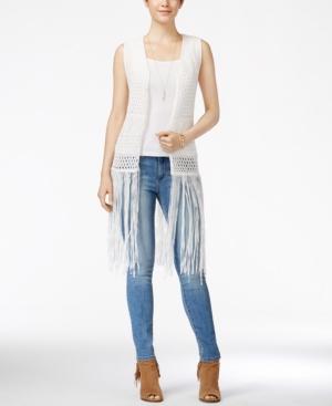 Bcx Juniors' Open-front Fringed Vest