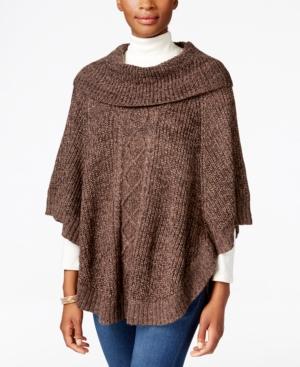 Karen Scott Cable-knit Cowl-neck Poncho, Only At Macy's