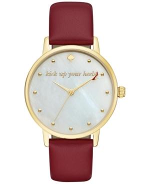 Kate Spade New York Women's Metro Merlot Leather Strap Watch 34mm Ksw1209