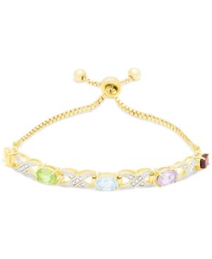 Multi-stone Adjustable Slide Bracelet (2-1/2 Ct. T.w.) In 18k Gold Over Brass