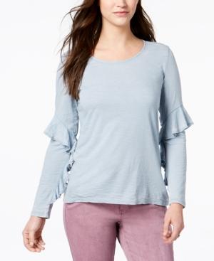 Style & Co Ruffle-sleeve Burnout Top, Created For Macy's